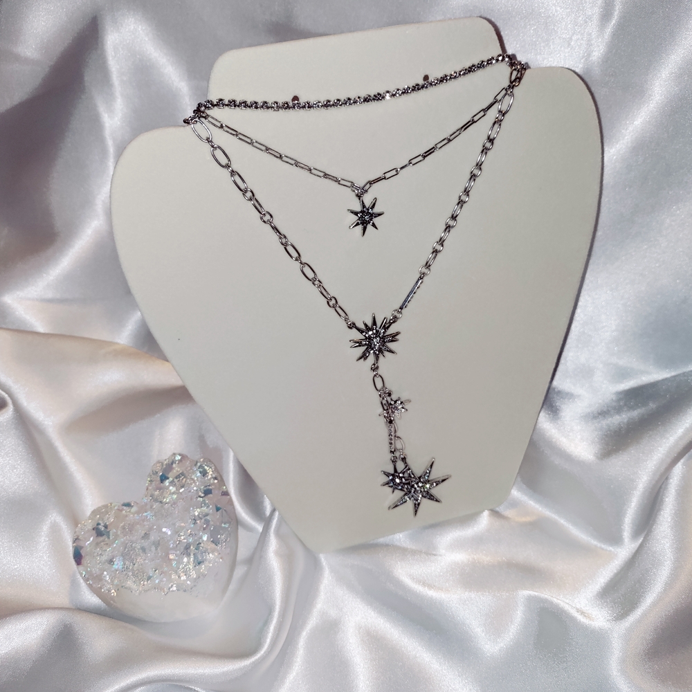 torrid Silver Layered Star Charm Lariat Necklace